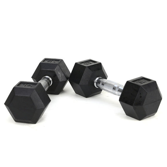 Reptiva 15LB Rubber Coated Solid Cast Iron Dumbbells – 2 HDRS