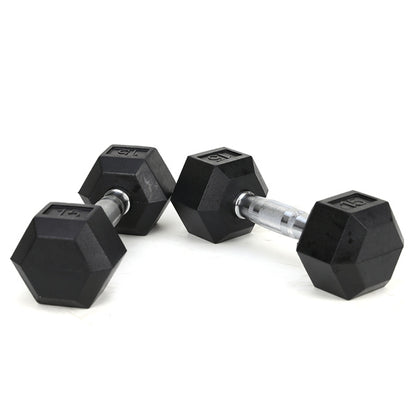 Reptiva 15LB Rubber Coated Solid Cast Iron Dumbbells – 2 HDRS