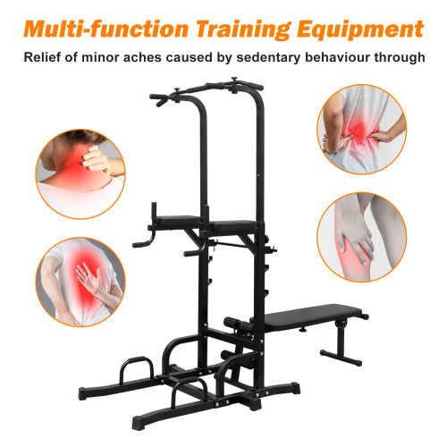 Reptiva Adjustable Power Tower with Bench – Pull-Up & Dip Station