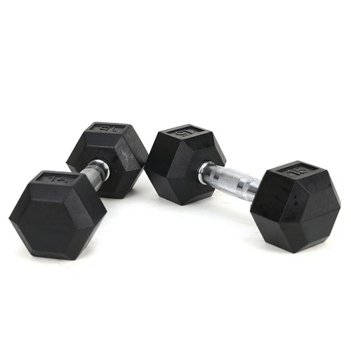 Reptiva 15LB Rubber Coated Solid Cast Iron Dumbbells – 2 HDRS