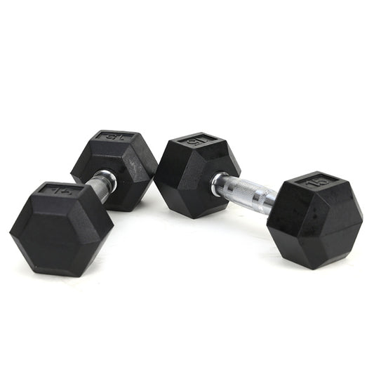 Reptiva 15LB Rubber Coated Solid Cast Iron Dumbbells – 2 HDRS