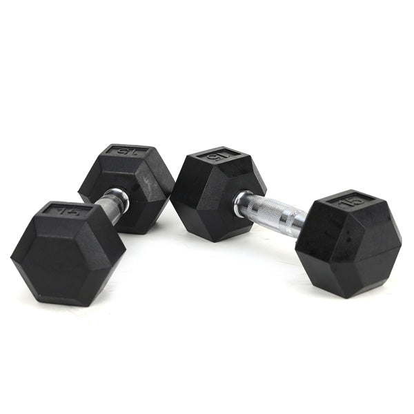 Reptiva 15LB Rubber Coated Solid Cast Iron Dumbbells – 2 HDRS