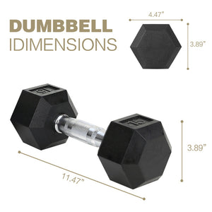 Reptiva 15LB Rubber Coated Solid Cast Iron Dumbbells – 2 HDRS