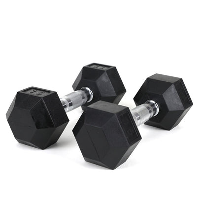 Reptiva 15LB Rubber Coated Solid Cast Iron Dumbbells – 2 HDRS