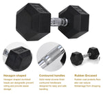 Reptiva 15LB Rubber Coated Solid Cast Iron Dumbbells – 2 HDRS
