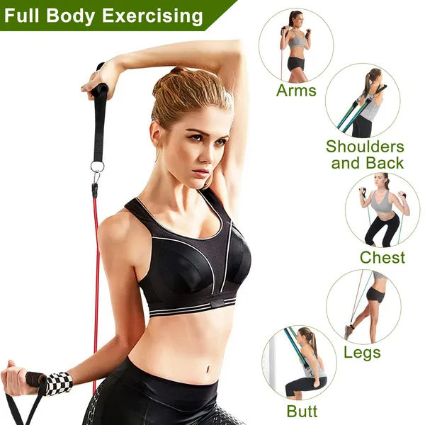 Reptiva 11Pcs Resistance Bands Set Fitness Workout Tubes Exercise Tube Bands