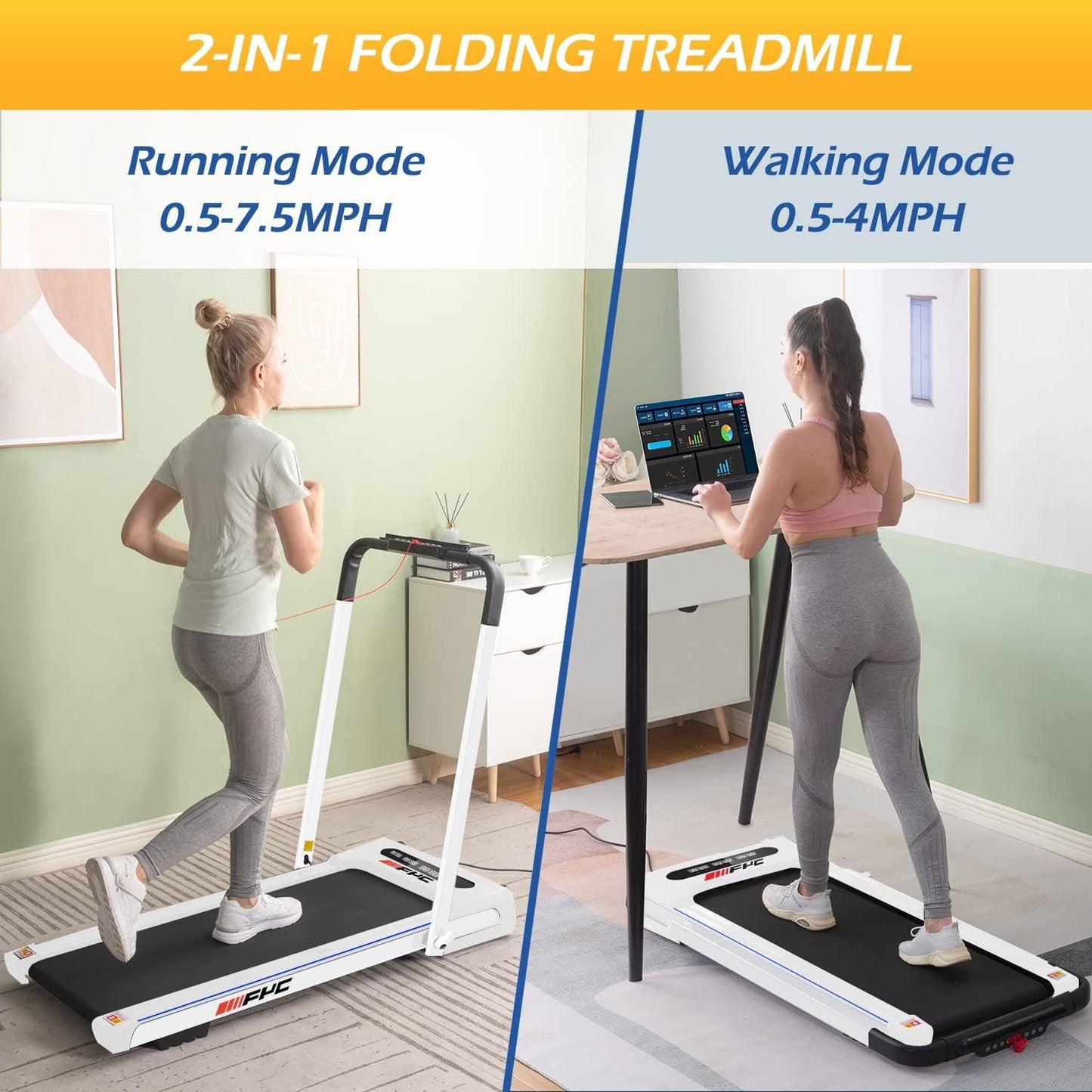 Reptiva Walking Pad Treadmill, 300 Lbs  About 136.1 Kg Capacity Under-the-counter Treadmill, Walking Pad With Handle, Small Household Treadmill, Mini Foldable Treadmill With Remote Control