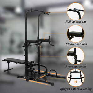Reptiva Adjustable Power Tower with Bench – Pull-Up & Dip Station