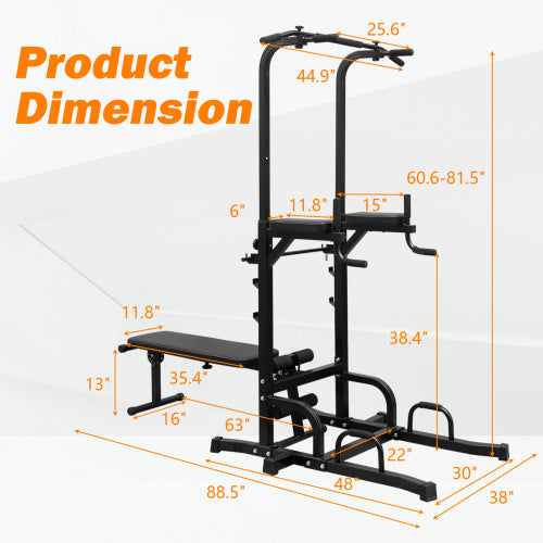 Reptiva Adjustable Power Tower with Bench – Pull-Up & Dip Station
