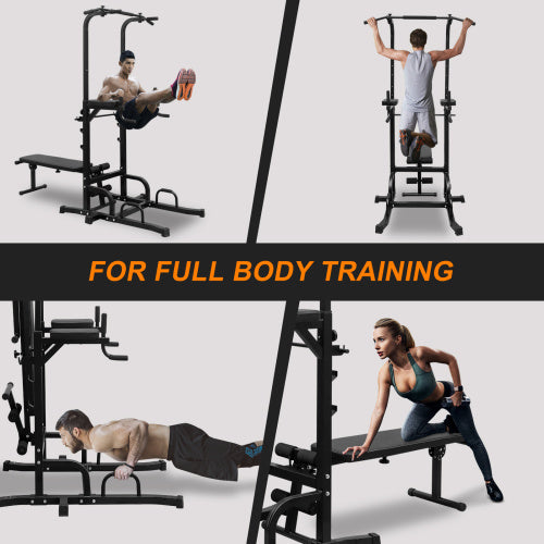 Reptiva Adjustable Power Tower with Bench – Pull-Up & Dip Station