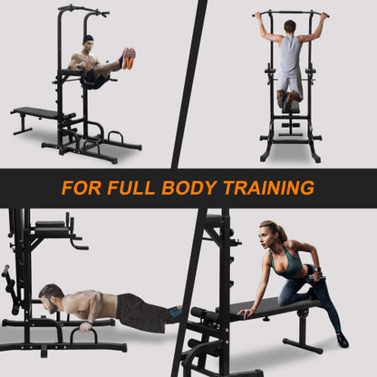 Reptiva Adjustable Power Tower with Bench – Pull-Up & Dip Station