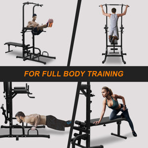 Reptiva Adjustable Power Tower with Bench – Pull-Up & Dip Station