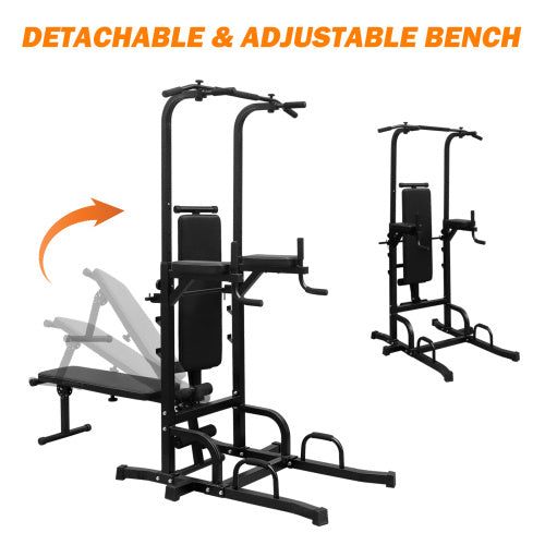 Reptiva Adjustable Power Tower with Bench – Pull-Up & Dip Station