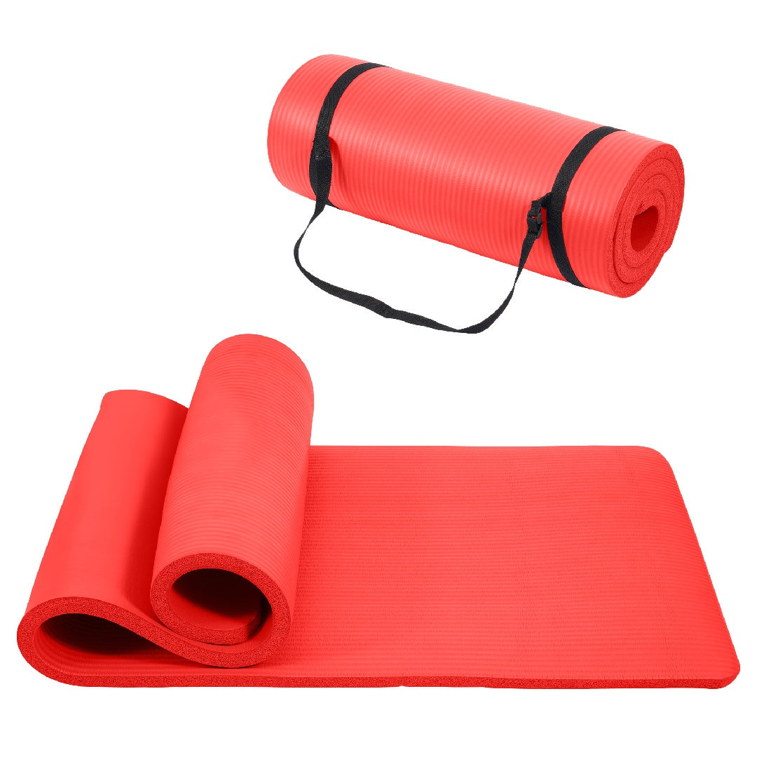 Reptiva One-Inch Thickened High-Density Yoga Mat with Straps