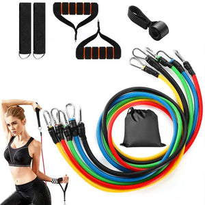Reptiva 11Pcs Resistance Bands Set Fitness Workout Tubes Exercise Tube Bands